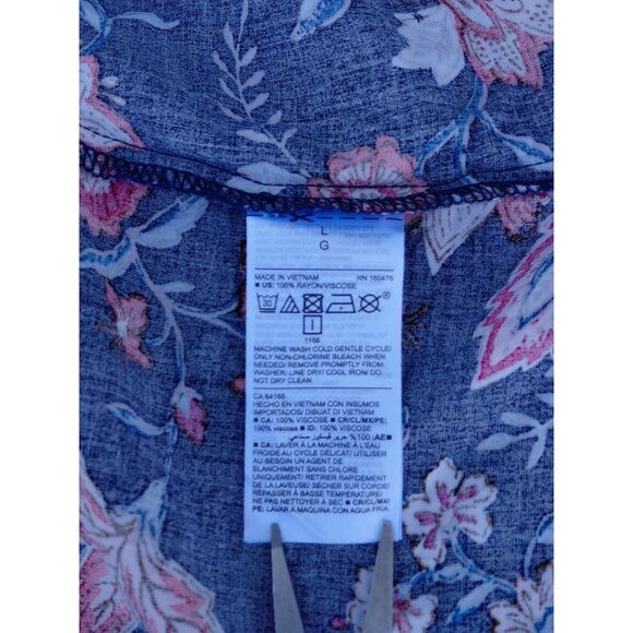 Old Navy Long Sleeve Global Fashion Dress Large Navy Floral Gathered Cottagecore - Picture 4 of 10